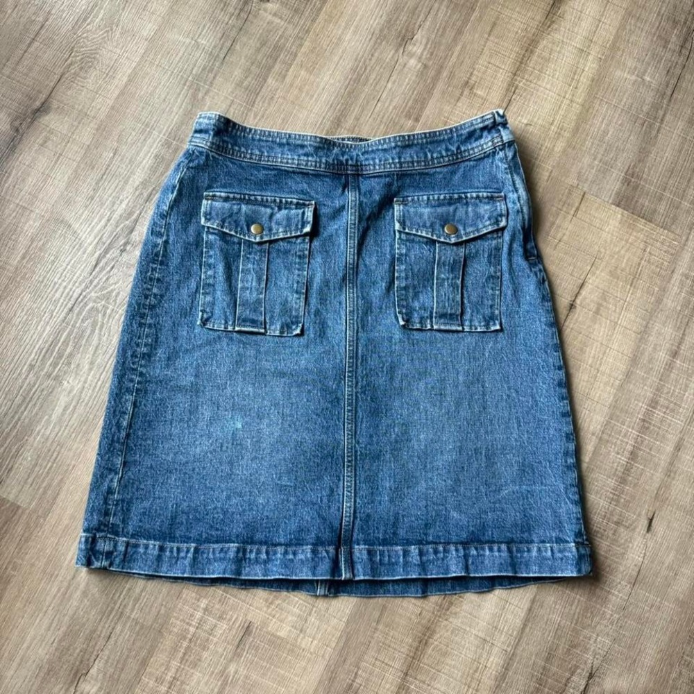 J.Crew Flap Pocket Denim Skirt Women's Size 30‎ Medium Wash Jean Boho Classic